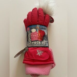 ZeroXposur Youth 2 Piece Winter Set hat & Gloves M/L Pink